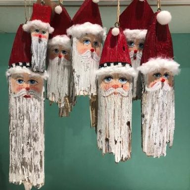 Wooden Painted Santas